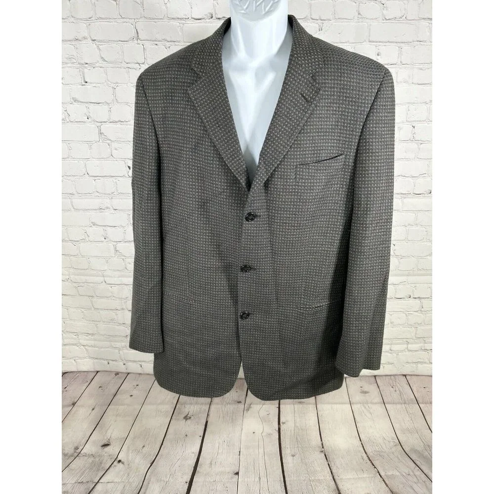 Paul Dione 100% Wool Swiftwood Multicolor Woven 3 Button Blazer Jacket Men’s 44L
